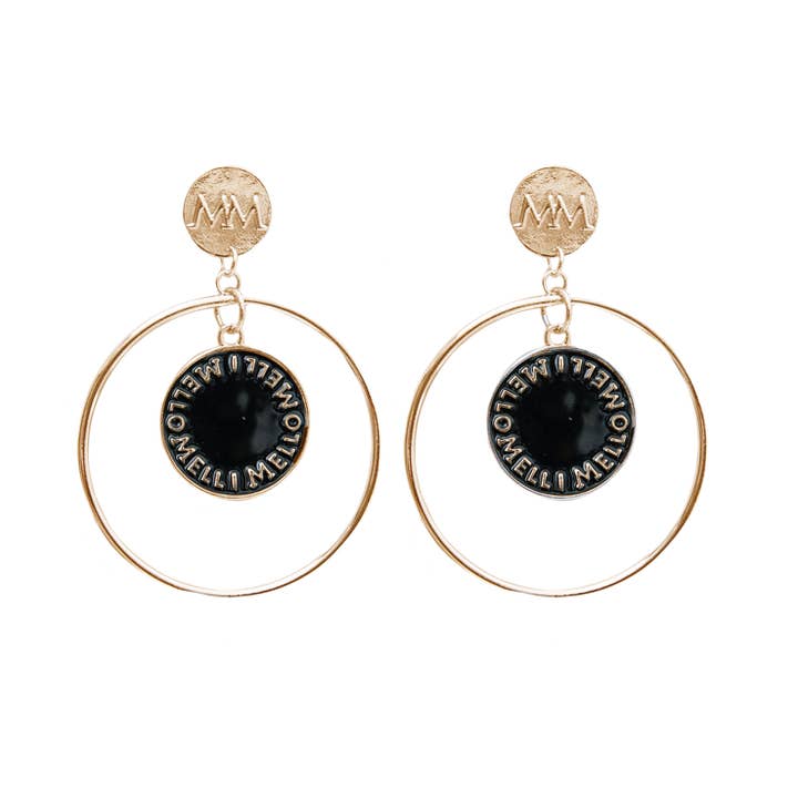 Coin in hoop earring gold coated for wholesale by Melli Mello