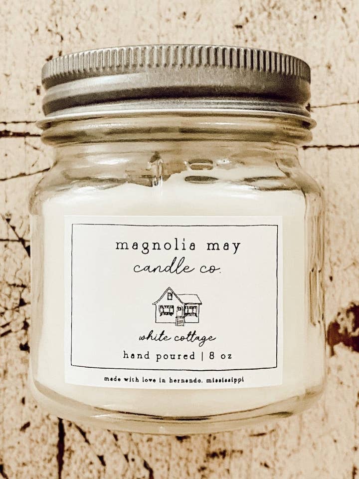 Cottage blanc 8 oz pour la vente par Magnolia May Candle Co