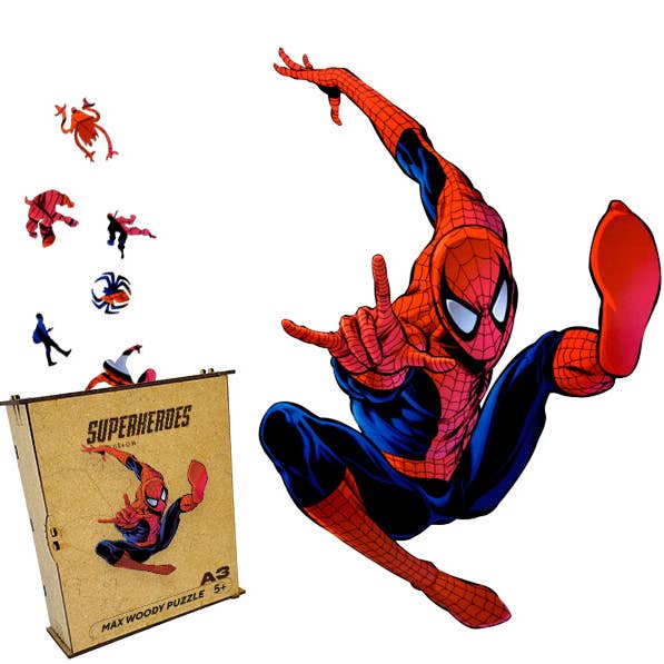 Wood Jigsaw Puzzle Unique Shapes Spider Man L Size for wholesale by Max Woody™