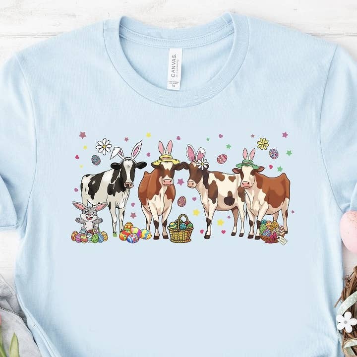 Easter Cows DTF Transfer for wholesale by Pink Flamingo Boutique