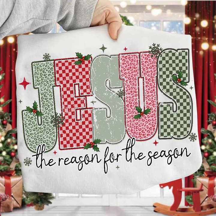 Maglietta "Gesù è il motivo della stagione", maglione natalizio retrò per la vendita all'ingrosso da parte di DLT Ecommerce