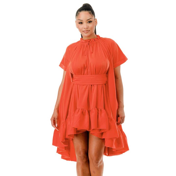 CAPE ESCAPE RUFFLE DRESS
for wholesale by Black Pearl Clothing