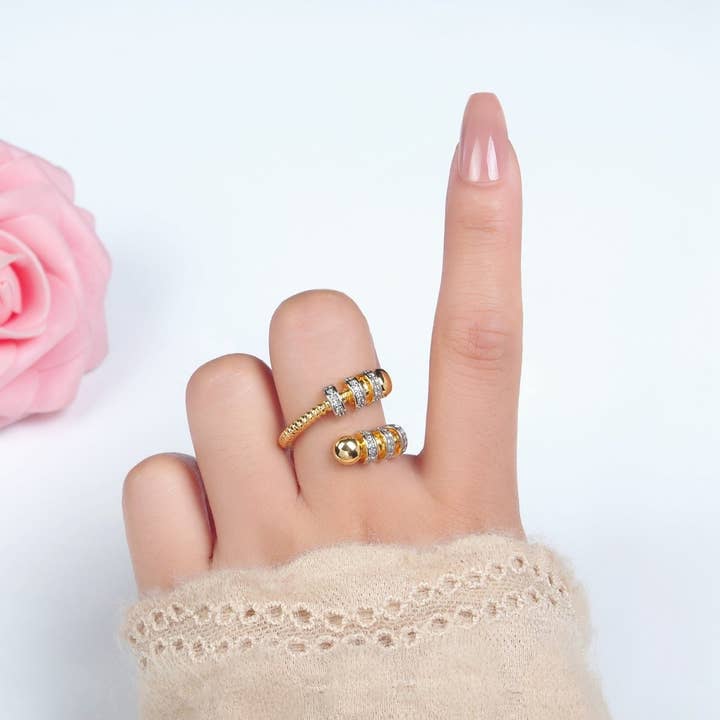 Aim Eternal - Wholesale Band/Stacked Ring - 24K Gold Filled Circular Coil Band Mixed Metal Ring | O14073