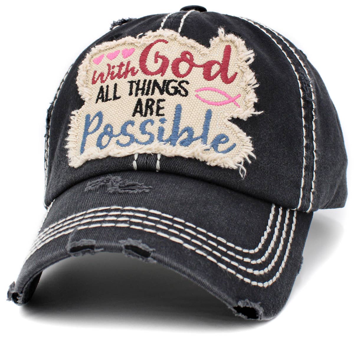KBETHOS - Wholesale Baseball Cap - Women's - With God All Things Are Possible Vintage Ballcap10