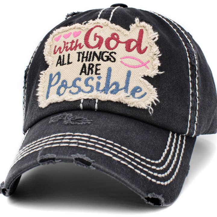 KBETHOS - Wholesale Baseball Cap - Women's - With God All Things Are Possible Vintage Ballcap10