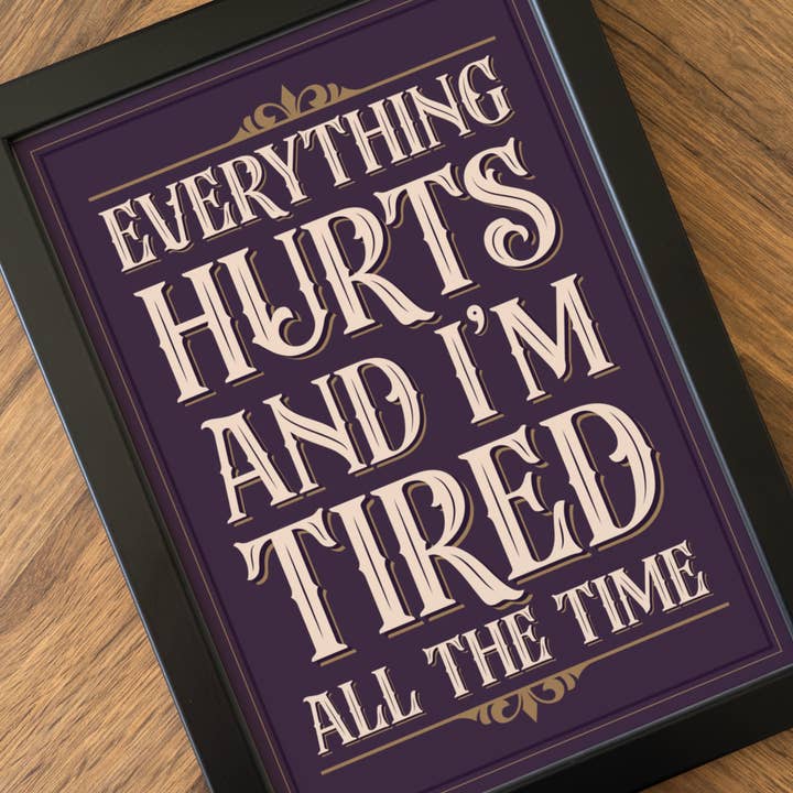 Everything Hurts Vintage Type Print for wholesale by Hayley Jade Design Studio