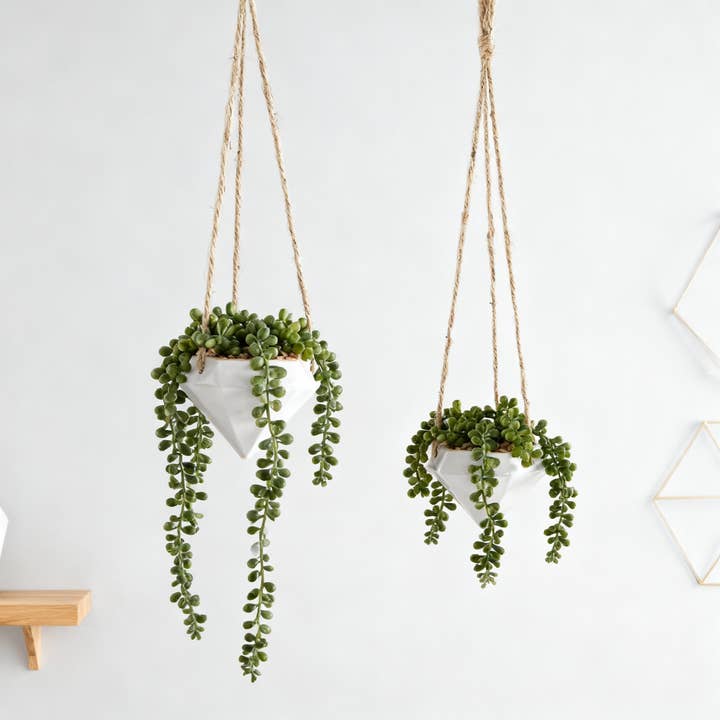 Flora Bunda Inc - Wholesale Hanging Planter - Hanging Faux String of Pearls in White Ceramic Planter1