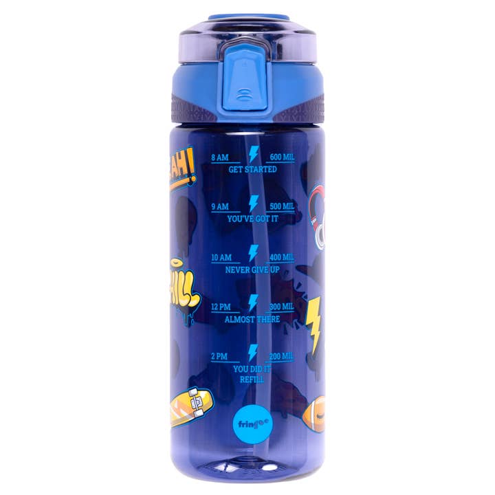 Fringoo Group Ltd - Venta al por mayor Botellas de agua - Botella con pajita - Navy Doodle