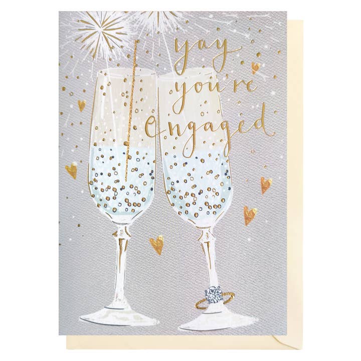 Engaged Glasses Card | Engagement Card | Female Engagement for wholesale by Louise Tiler