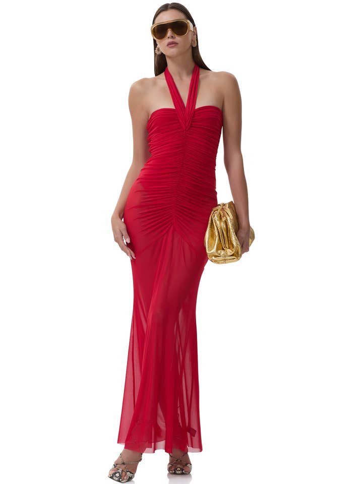 Vestido Sid Maxi - Vermelho Beijo por atacado de AFRM