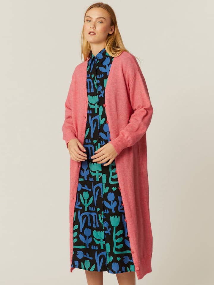 VESTIDO DE PUNTO ABOTONADO ROSA para venta al por mayor de Pepaloves