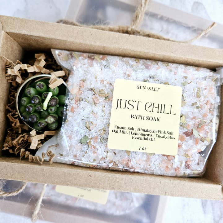 Lux&Lou - Wholesale Bath & Body Set - Just Chill Bath Salt & Succulent Candle Gift Set Bath Soak