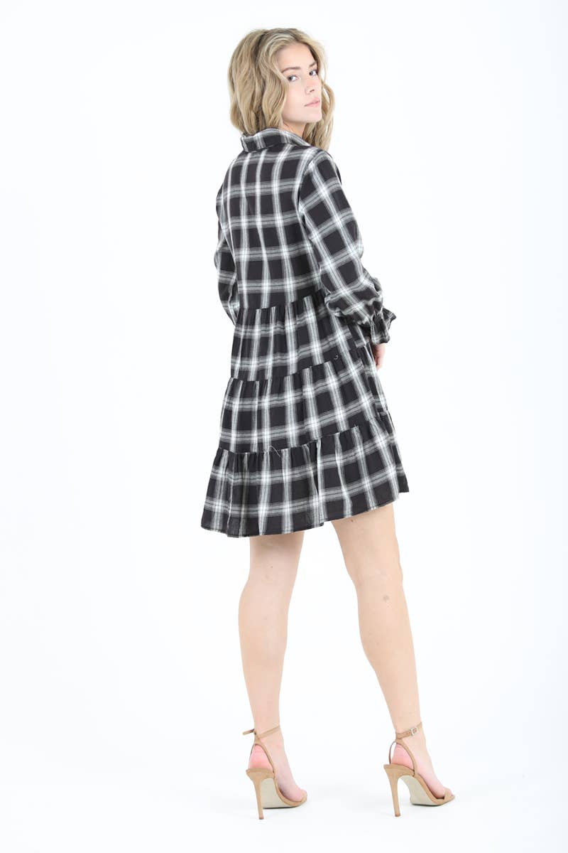 ANGIE - Venta al por mayor Vestido - Mujer - VESTIDO ESCALONADO A CUADROS C4681-RB421