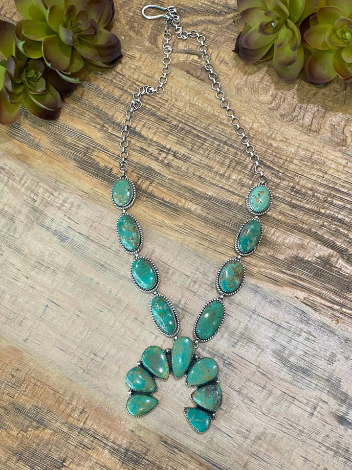 Handgjord halsband i sterlingsilver och Royston-turkos Naja för wholesale av Nizhonitradersllc