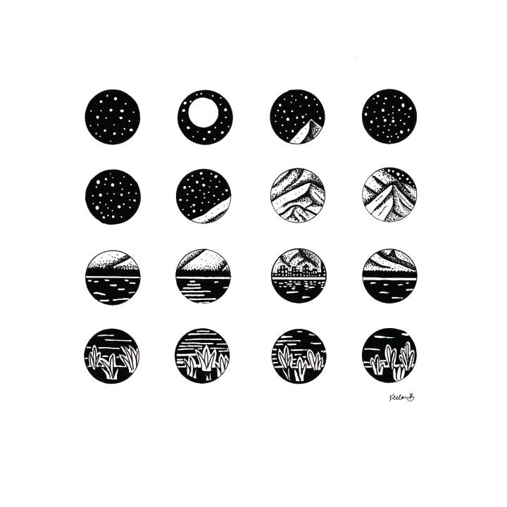 Dot Grid Mountains Kunsttryk for engroshandel hos Keebee Studios