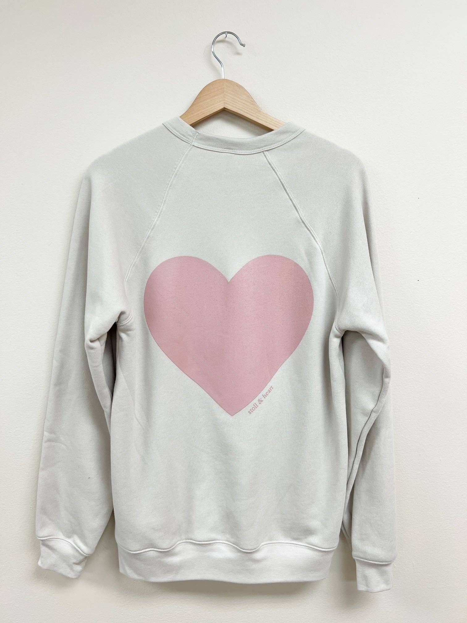 Stoll & Heart - Wholesale Graphic Sweatshirt - Women's - Share The Love Sweatshirt - Beige w/Mauve Heart1