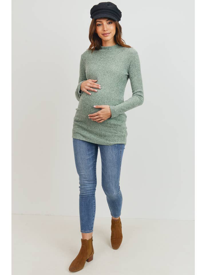 Hello Miz - Vente Haut - Top côtelé de maternité à col montant et manches longues29