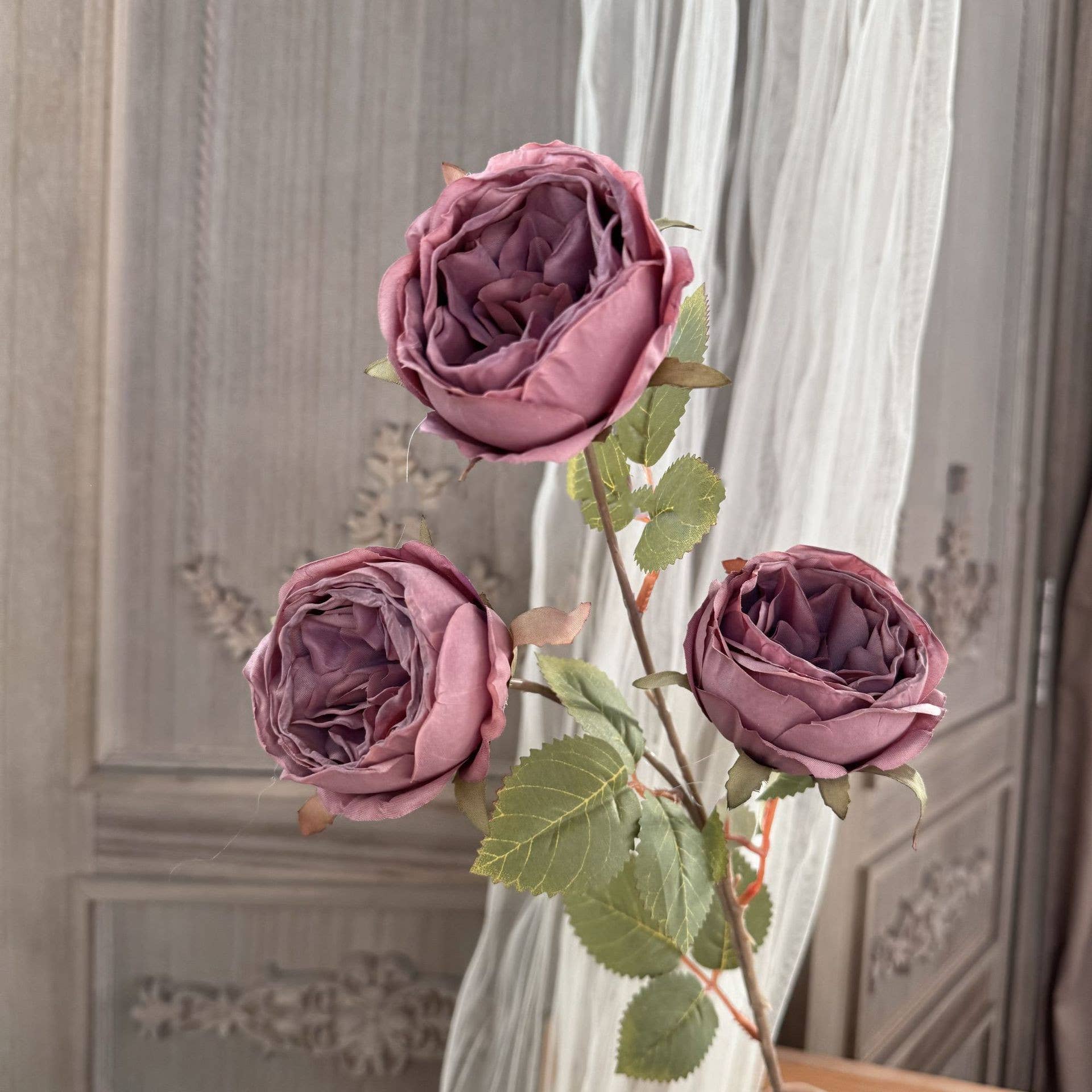 Sweet Home Deco - Wholesale Artificial Flowers - 27''T Faux Dried Look Silk Austin Rose Autumn Flower Stem5