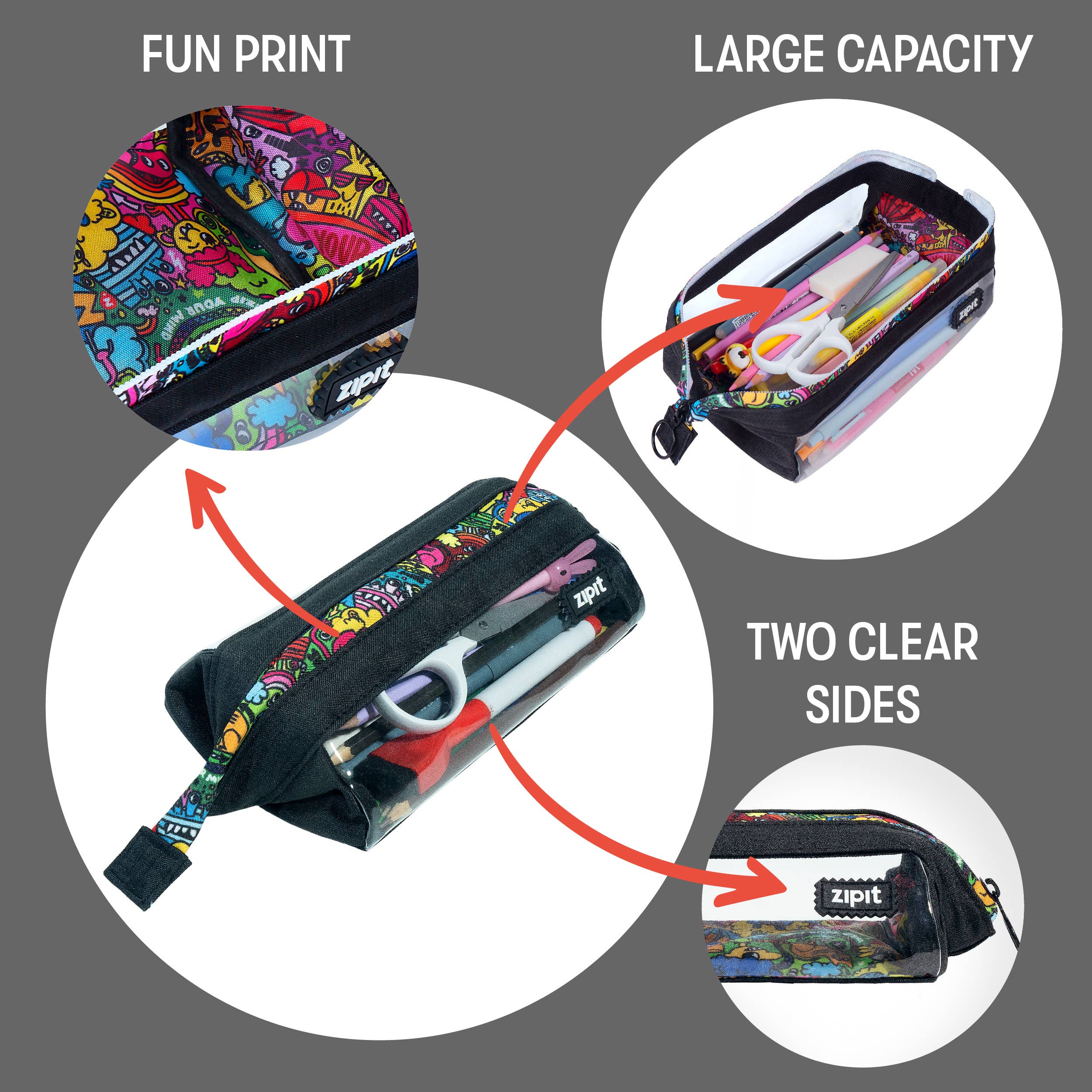 ZIPIT – wholesale Pencil case/pouch – ZIPIT Clear Lenny Pencil Case2