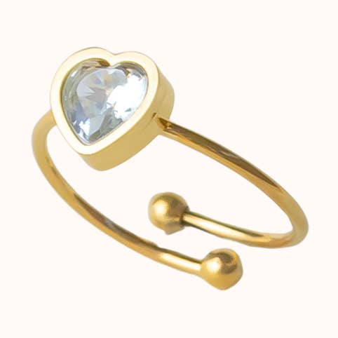 April Birthstone Heart Ring - Diamond for wholesale by Blue Buddha Jewelry