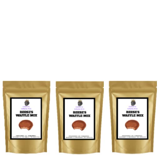 Confezione da 3 di Mix per Waffle Ispirato a Reese's per la vendita all'ingrosso da parte di Oba's Snacks