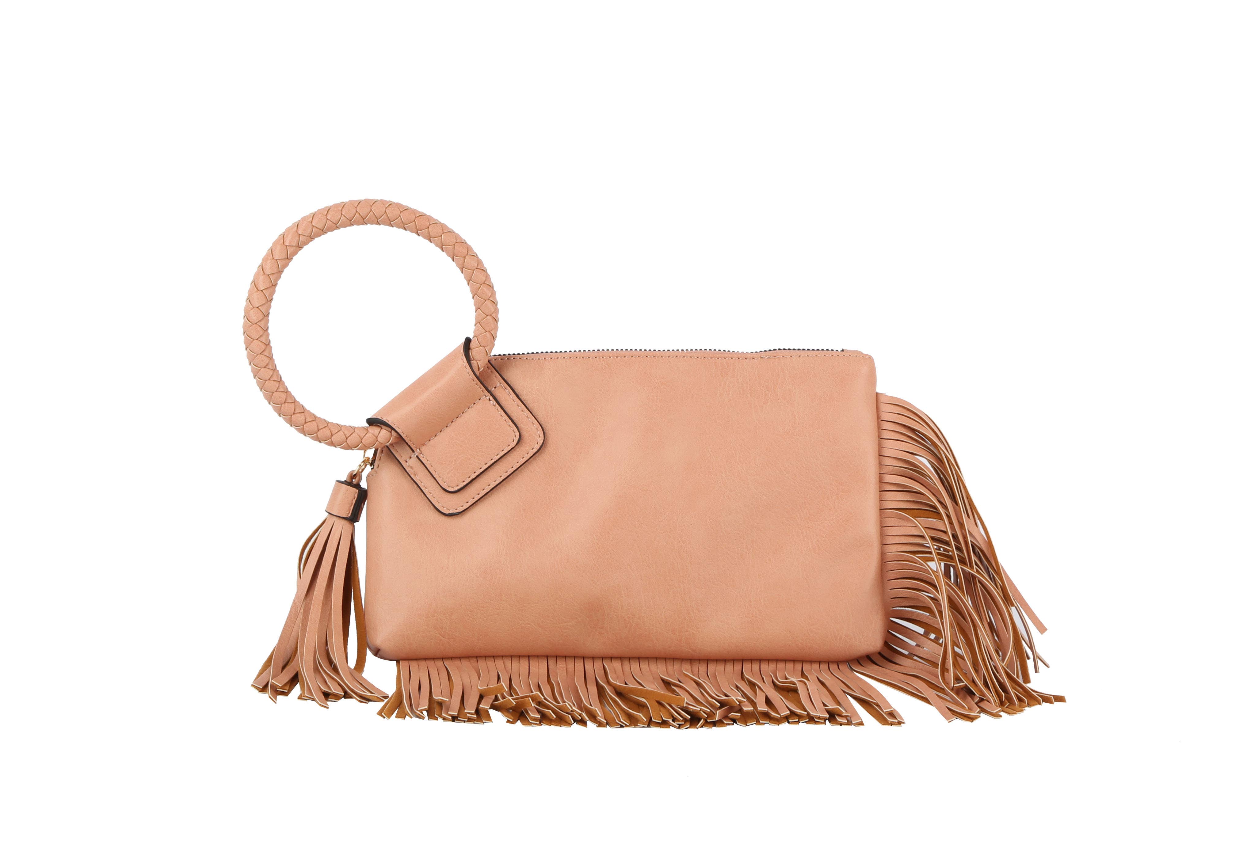 HR CORP - Wholesale Clutch Bag - Women's - Calin collection Fringe detailed Braided Ring Handle Clutch14