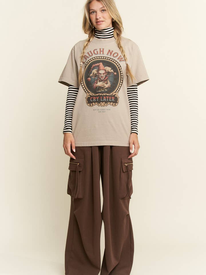 LAUGH NOW CRY LATER GRAPHIC TEE for wholesale by JADE BY JANE