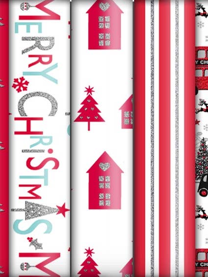 Luxury Glitter Christmas Christmassy Wrapping Paper Roll 12 for wholesale by The Unique Paper Company