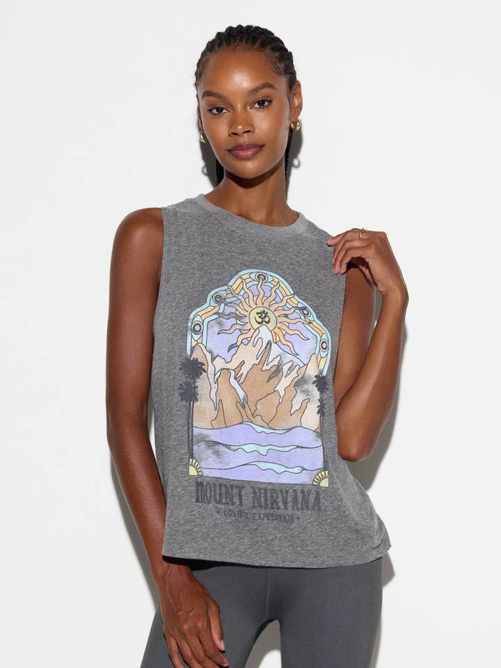 HEATHER GREY Mount Nirvana Vibe Tank for wholesale on Faire0