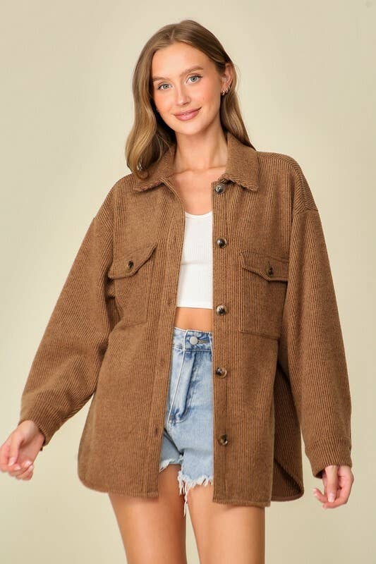 42POPS – Großhandel Hemdjacke/Shacket – Damen – ,,,,,...._ Gebürstetes Waffelstrick-Hemdjacke10