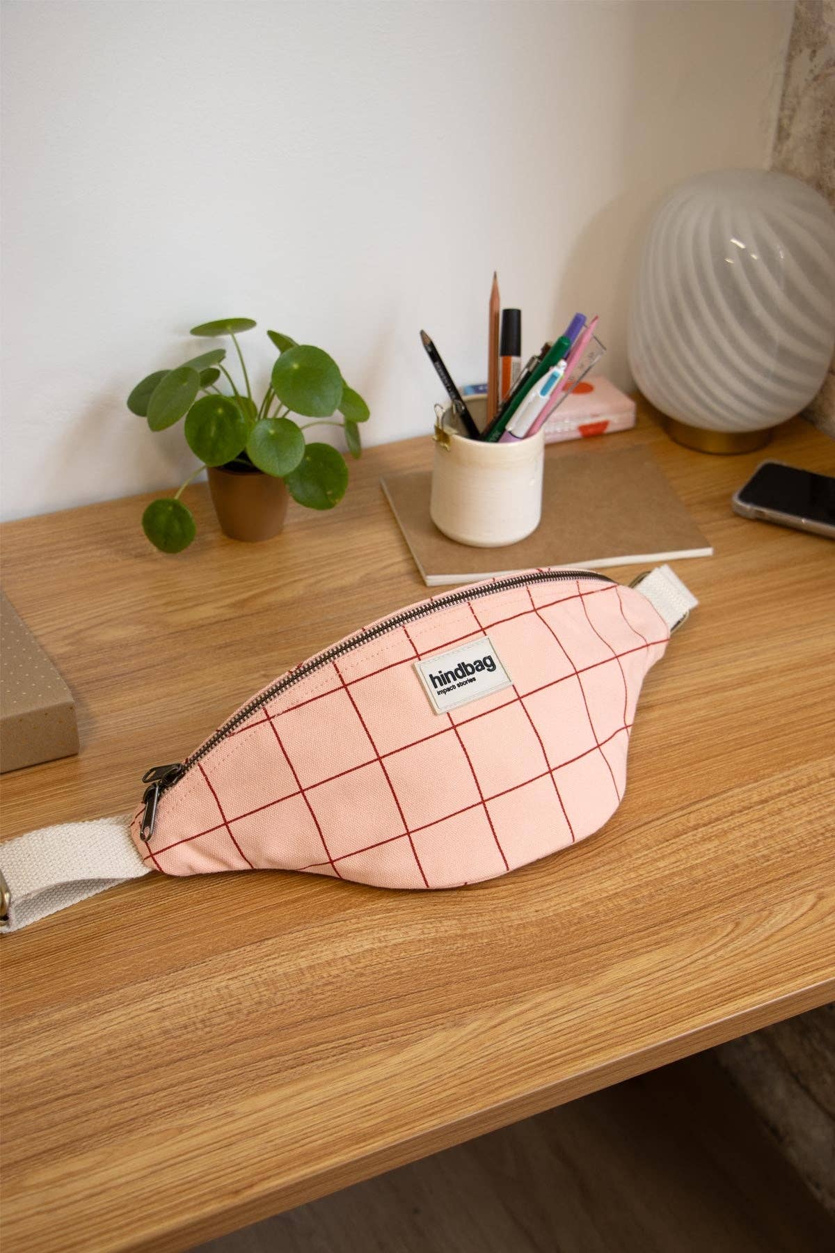 Hindbag - Vente Sac ceinture – femme - Sac banane Olivia Carreaux rose/rouge1