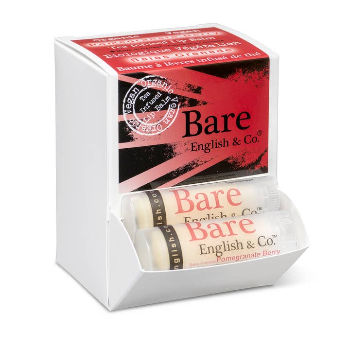 Pomegranate Berry Vegan Lip Balm for wholesale by Bare English & Co.
