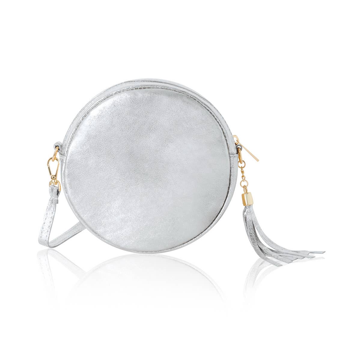 MONTTE DI JINNE - Vente Sac à bandoulière – femme - Sac rond en cuir véritable fait main en Italie avec pompon2