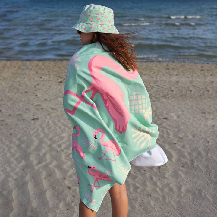 KYLIE CRAZY – wholesale Strandhandduk – Strandhandduk, rolig badhandduk FLAMINGOS 100x160