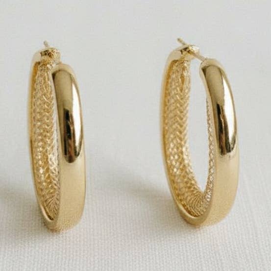 Oval Mesh Cubic Zirconia Dangle Earrings for wholesale by Ellemadera