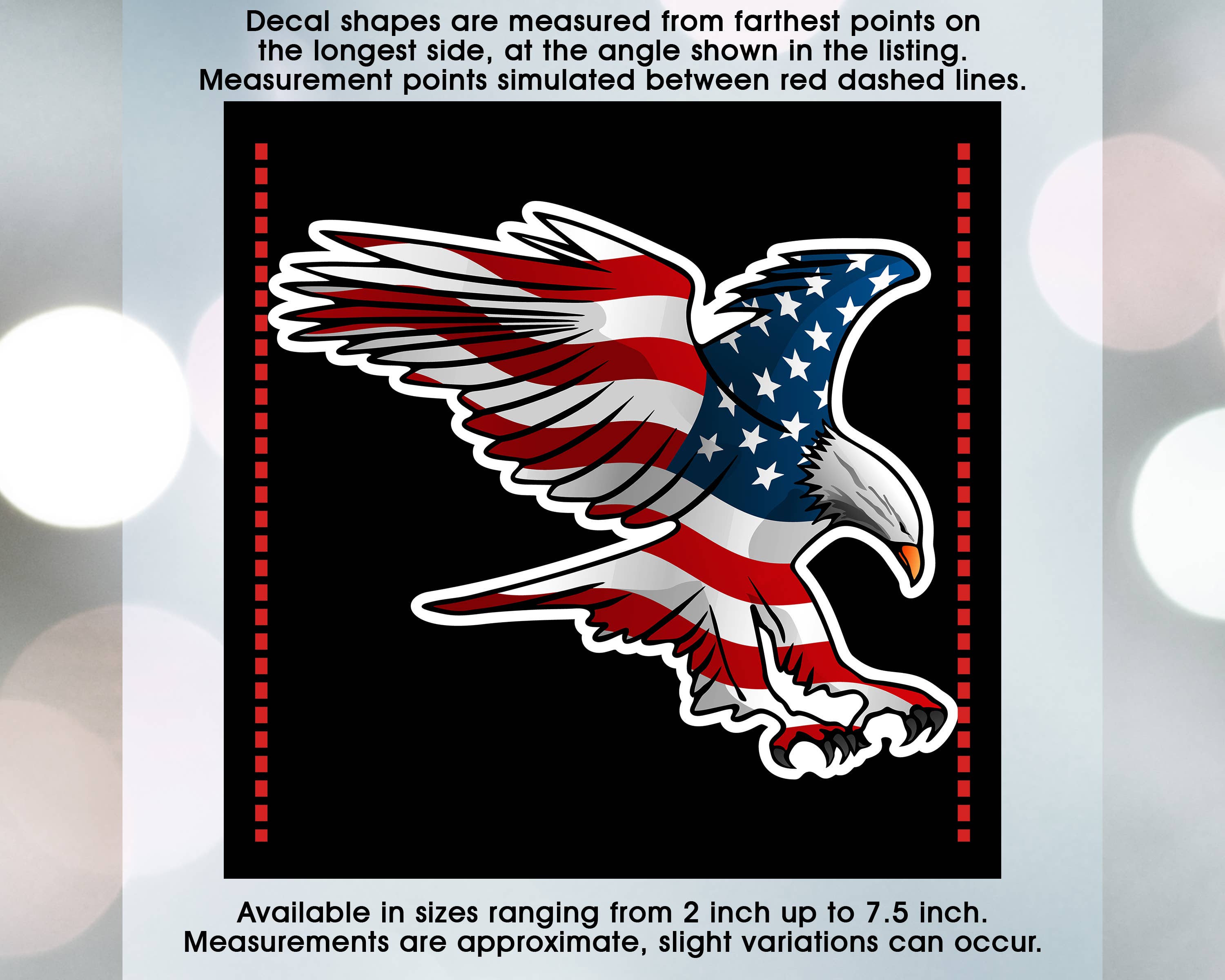 Groovy Giftables - Wholesale Sticker - USA Flag Patriotic Eagle Swooping American Car Decal Sticker2