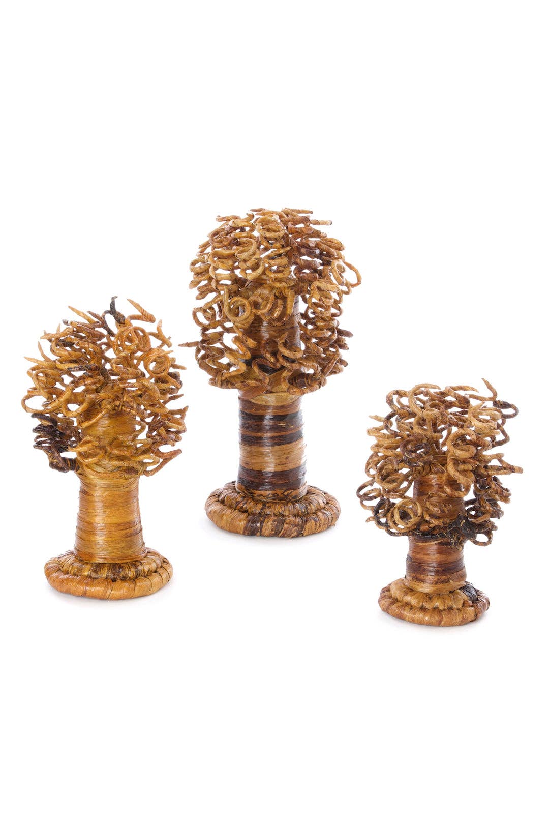 Swahili | AFRICAN MODERN - Wholesale Decorative Tabletop Object - Medium Curly Banana Fiber Baobab Tree Sculpture2