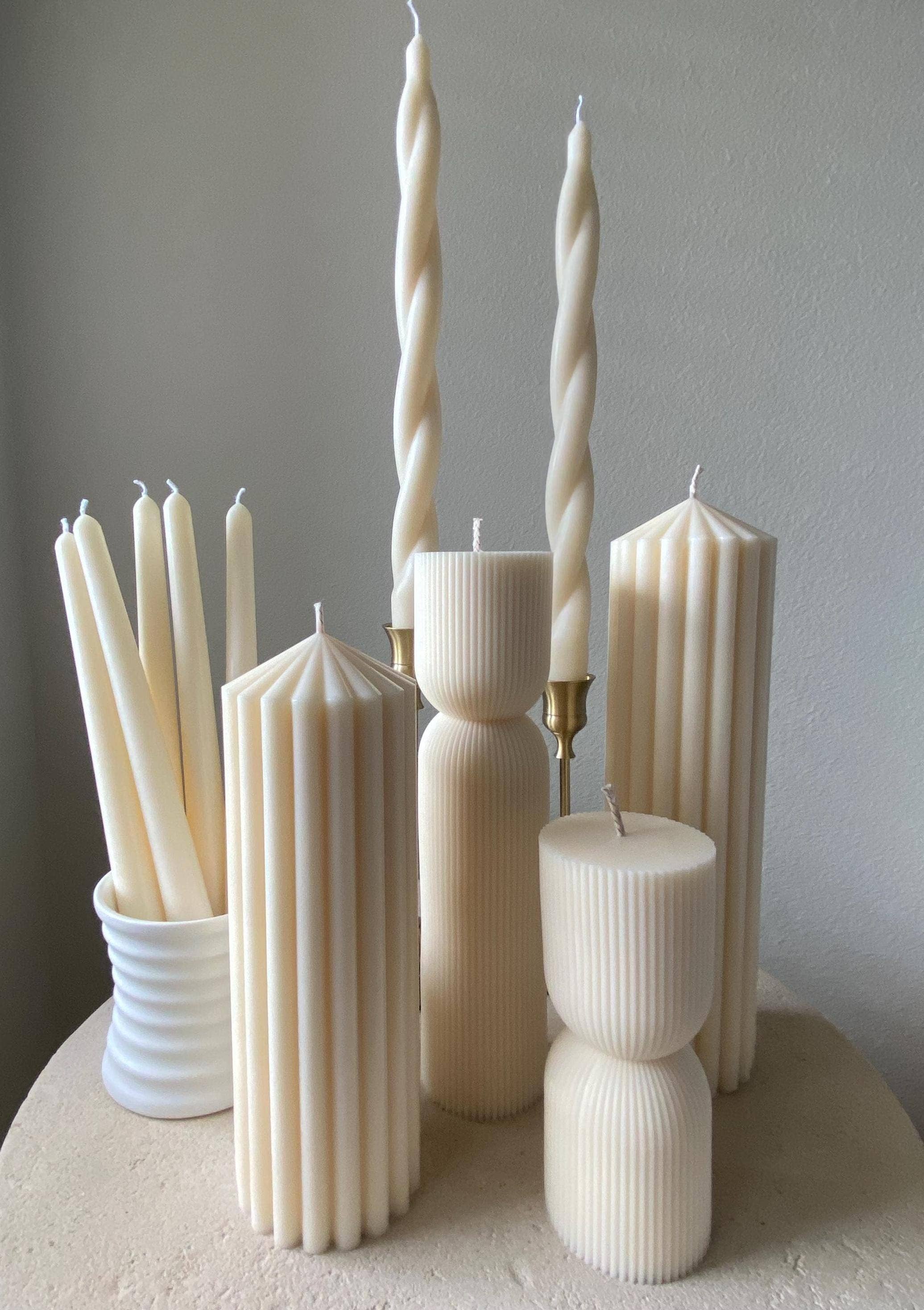 MikuniCandle - Wholesale Tapered Candle/Candlestick - Twisted Taper Soy Wax Candle Set Of 2 For Dining2