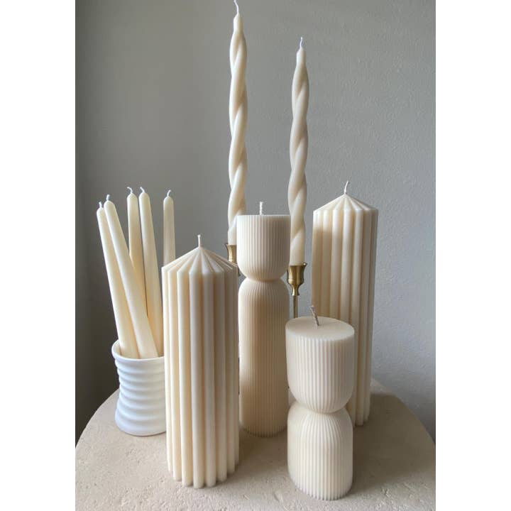 MikuniCandle - Wholesale Tapered Candle/Candlestick - Twisted Taper Soy Wax Candle Set Of 2 For Dining2