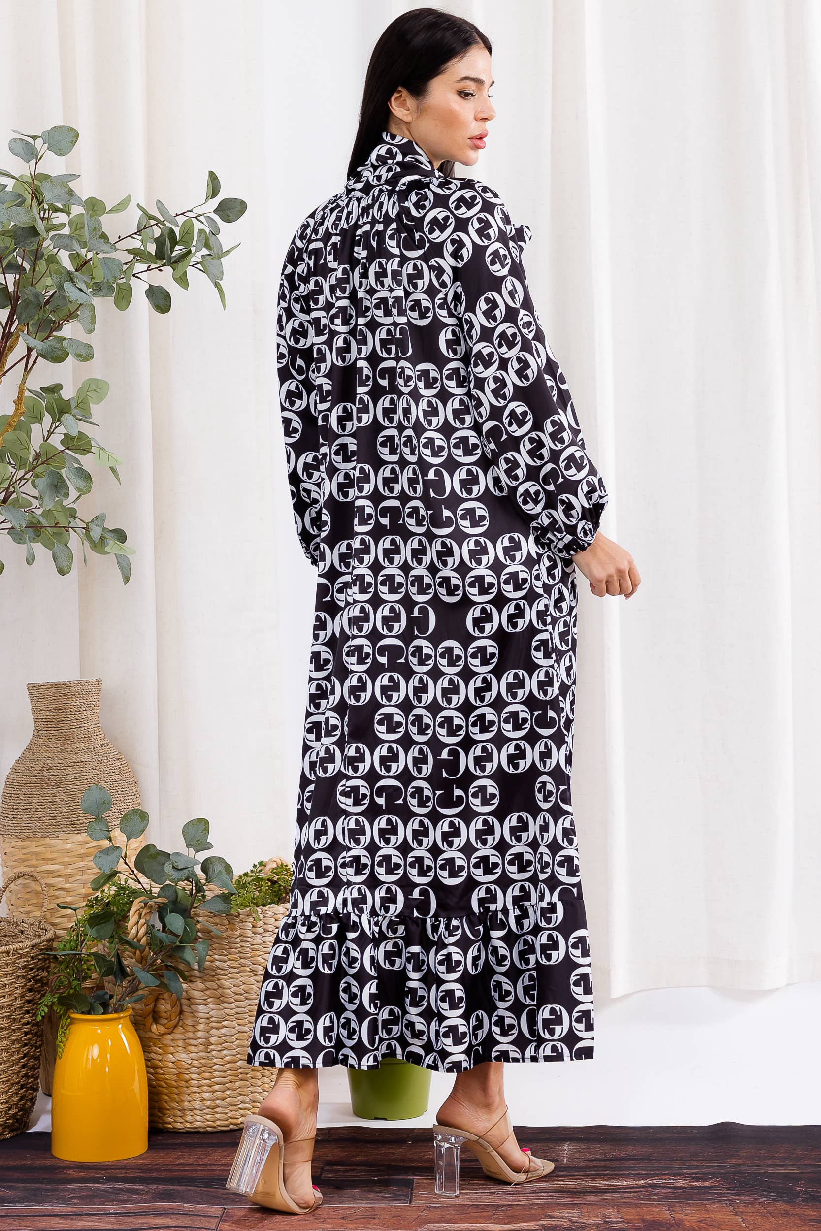 H&H Fashion Inc. – wholesale Klänning - Dam – H006X-P Plus Size Mönstrad Maxiklänning med Rosett5