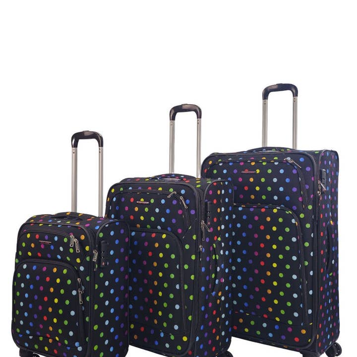 Infinity Leather (Upperclass Fashions Ltd) – wholesale Luggage – Lightweight Print Suitcases 8 Wheel Luggage Travel Soft Bags Set