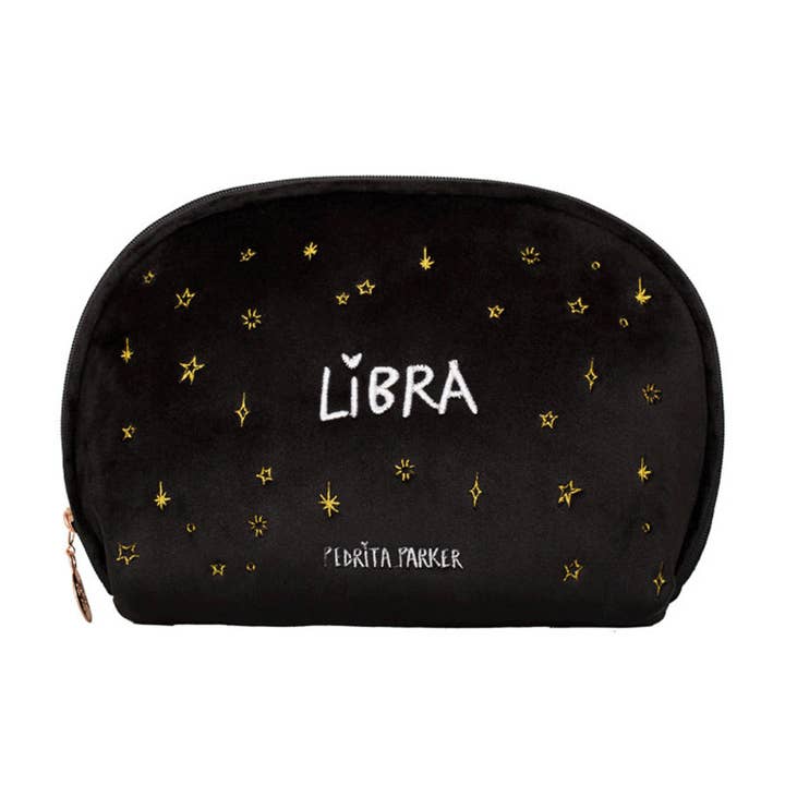 Pedrita Parker - Wholesale Toiletry Bag - Women's - Premium Velvet Cosmetic Bag Libra Horoscope
