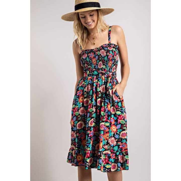 FLOWER PRINT SMOCKING DRESS for wholesale by Sweet Generis