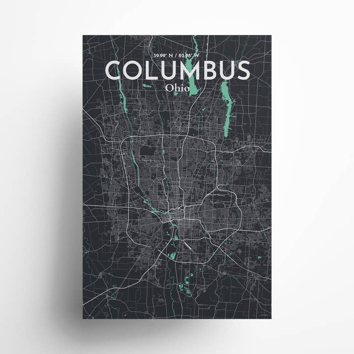 Affiche Carte de la ville de Columbus pour la vente par OurPoster.com
