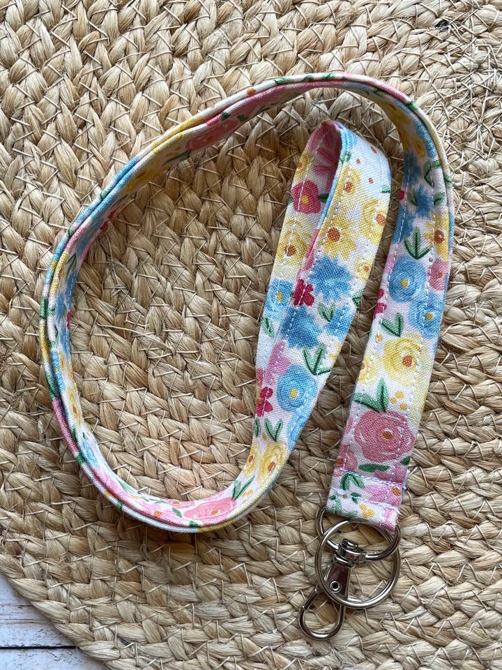 Spring Florals Fabric Lanyard Keychain for wholesale by Designs by Rachel Joy