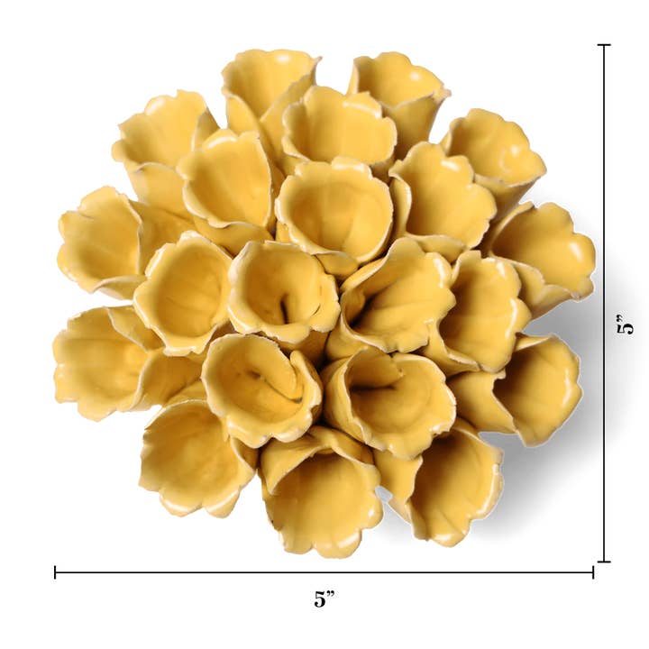Ceramic Flower Wall Art Polyp Yellow Medium 5 for wholesale on Faire