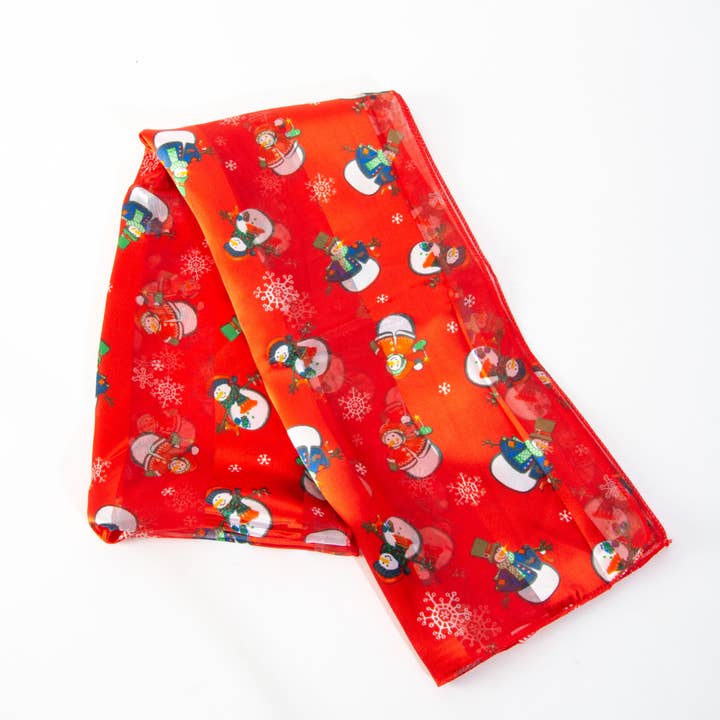 Red Christmas Lightweight Printed Holiday Scarf for wholesale on Faire