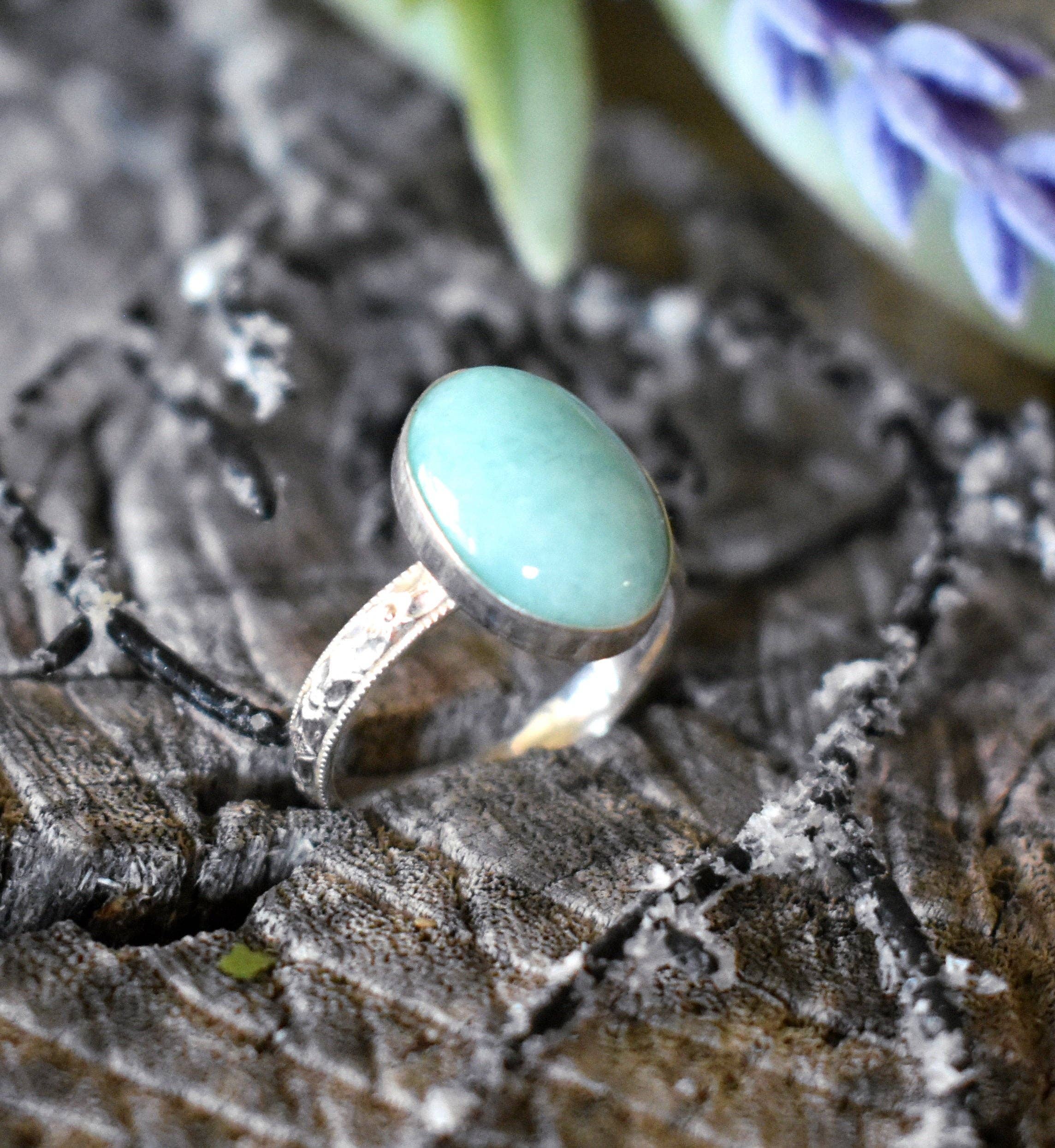 A Wild Violet – Anel de cocktail/declaração por atacado – Anel Boho Amazonite1