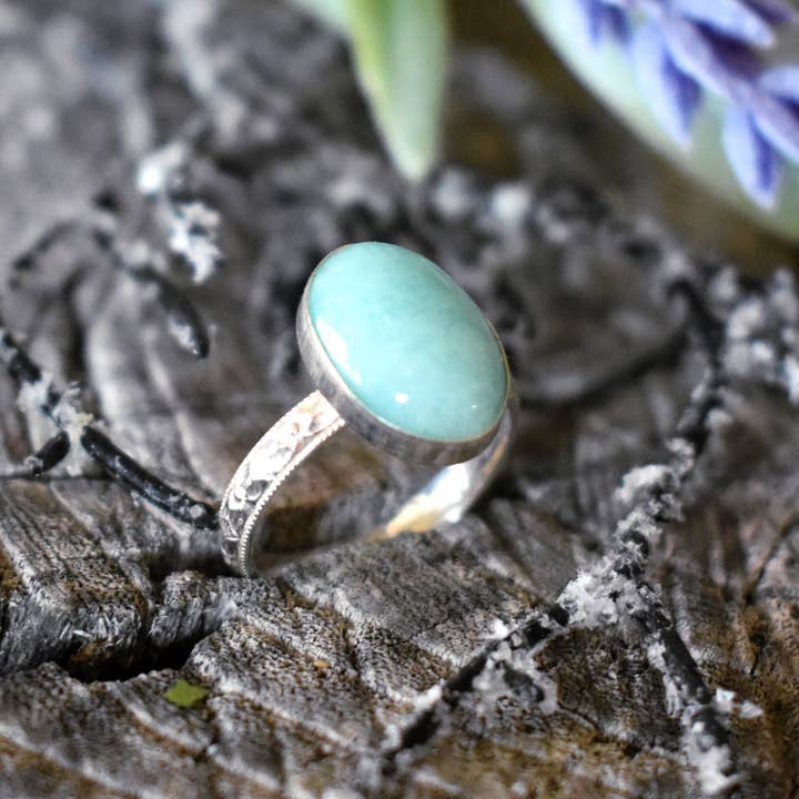 A Wild Violet – Anel de cocktail/declaração por atacado – Anel Boho Amazonite1