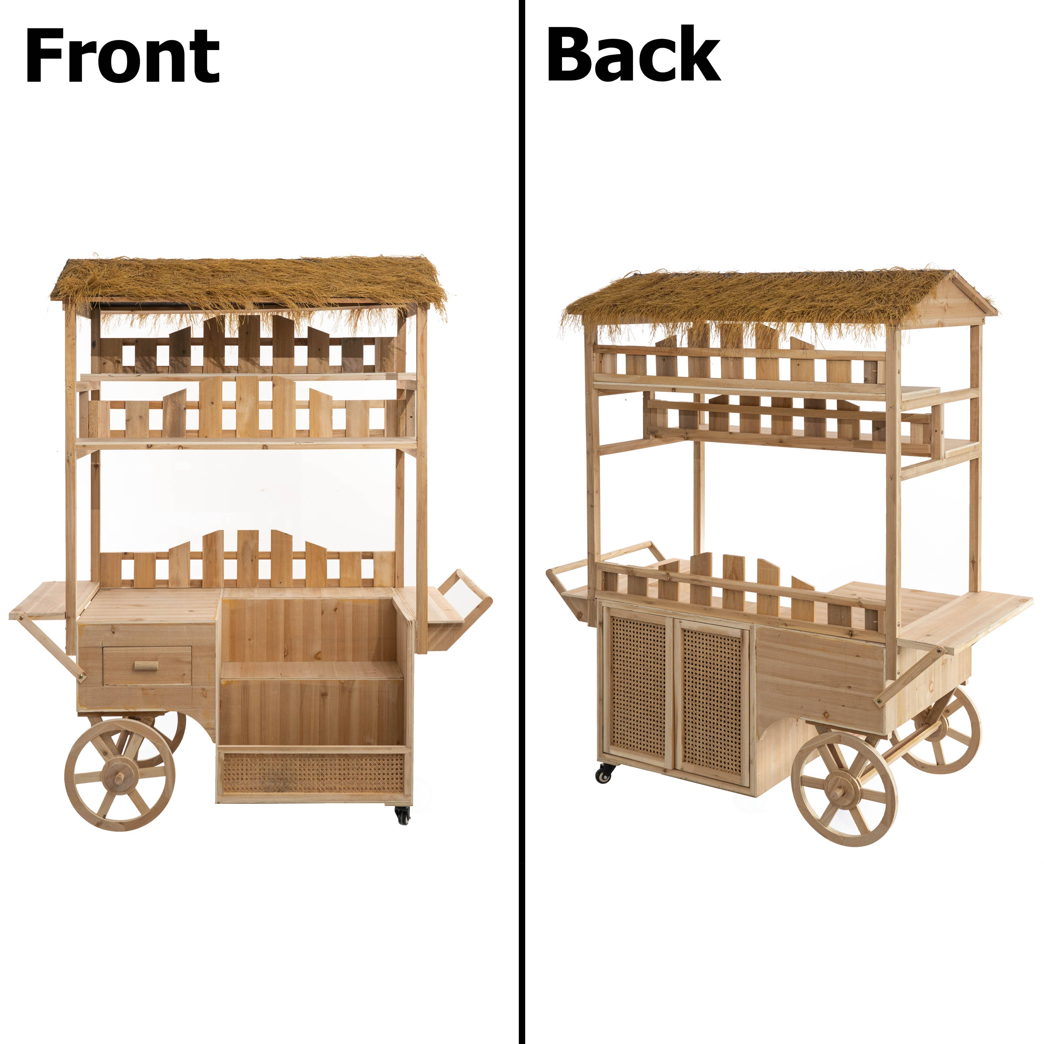 Quickway Imports - Wholesale Outdoor Ornament/Decor - Vintiquewise Versatile Multi-Tier Wooden Rolling Cart6
